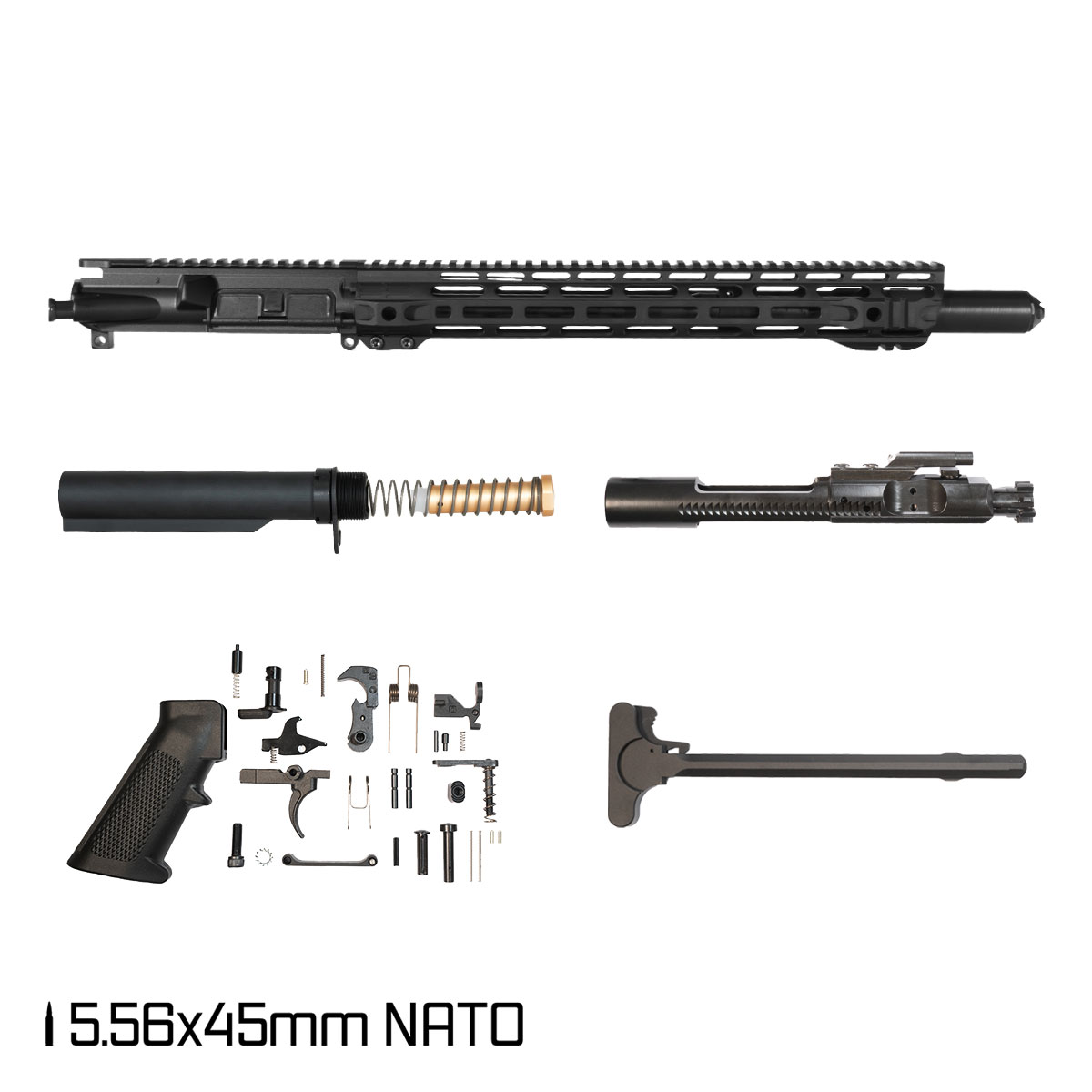 Davidson Defense Atriox SBR Ready 14.5-inch Mid-Gas 1:7 5.56 NATO AR-15 M-Lok Pistol Full Build Kit, Witt Machine Canooter Valve Suppressor