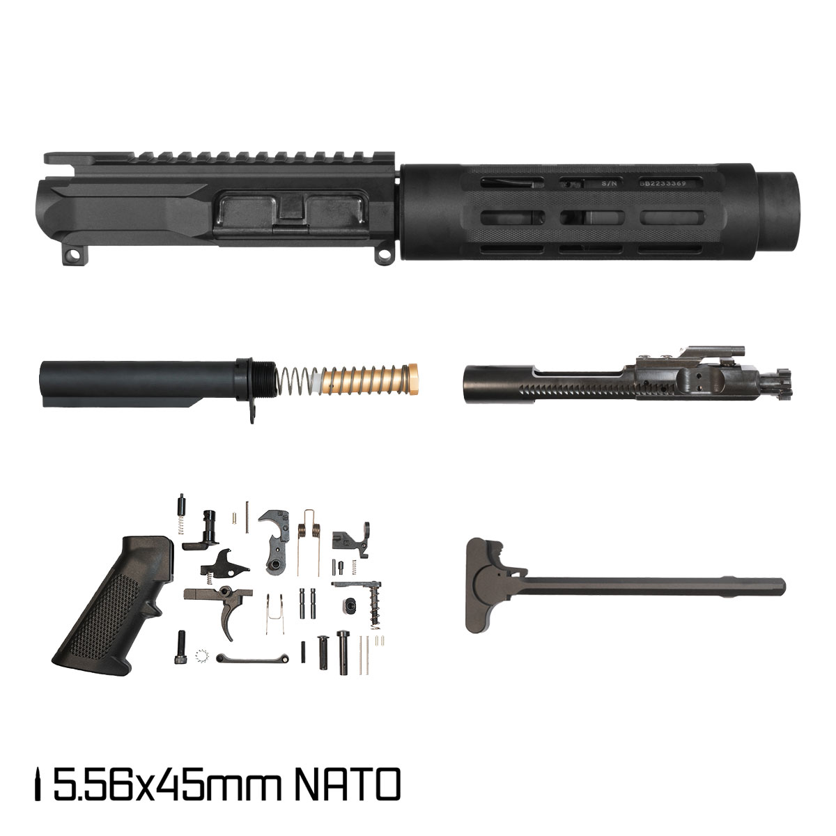 Davidson Defense PC SBR Ready 7.5-inch Pistol-Gas 1:7 5.56 NATO AR-15 M-Lok Pistol Full Build Kit, Witt Machine Big Body Tu-Tu-Three Suppressor