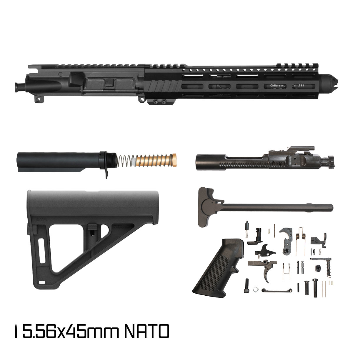 Davidson Defense Paulie w/BTR Brace 7.5-inch Pistol-Gas 1:7 5.56 NATO AR-15 M-Lok Pistol Full Build Kit, Witt Machine Canooter Valve Suppressor
