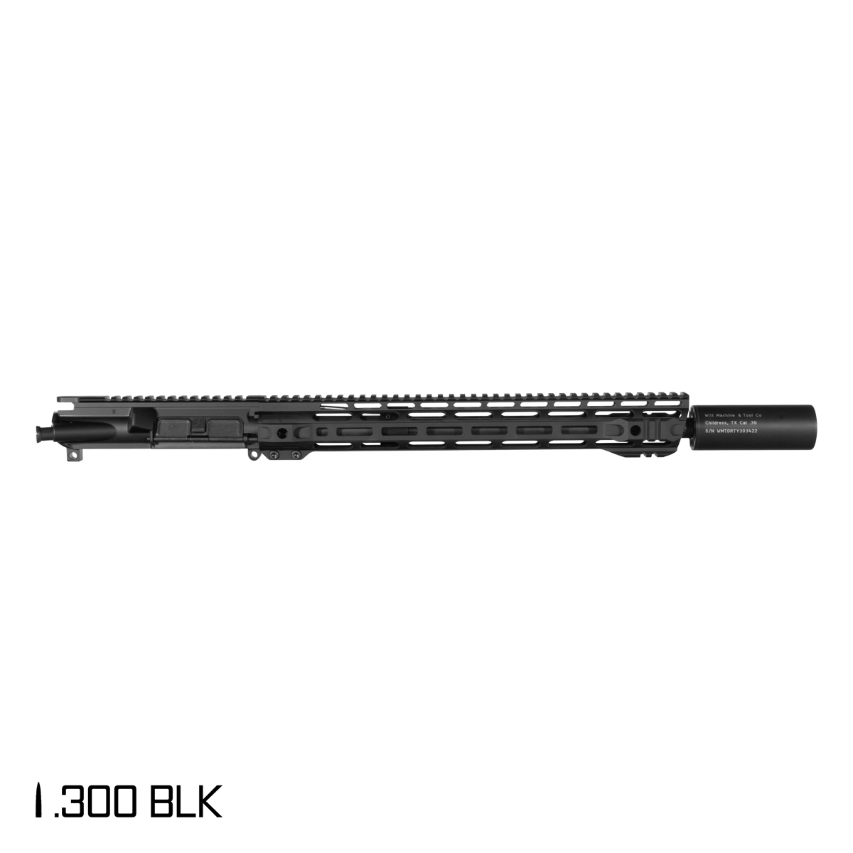 Davidson Defense Sarissa 16-inch Pistol-Gas 1:8 .300 Blackout AR-15 M-Lok Handguard Rifle Upper Build Kit, Witt Machine .30 cal Suppressor