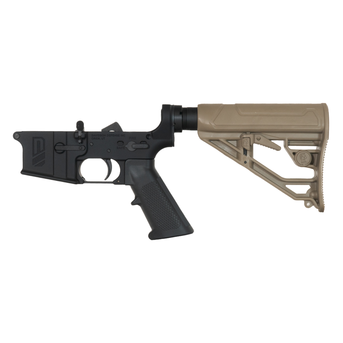 Davidson Defense AR-15 Rifle Lower Build Kit, Adaptive Tactical EX Performance FDE Lite Adjustable Stock