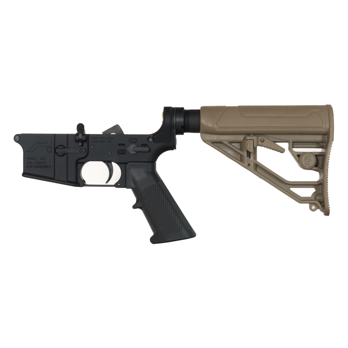 DTT AR-15 Rifle Lower Build Kit, Aero Precision  X15 Gen 2 Lower Receiver, Adaptive Tactical EX Performance FDE Lite Adjustable Stock