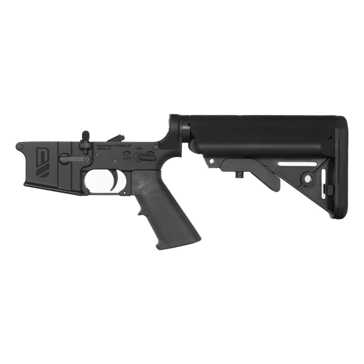 Davidson Defense AR-15 Rifle Lower Build Kit, Schmid Phosphate 2 Stage Curved Trigger, SOPMOD Style Stock