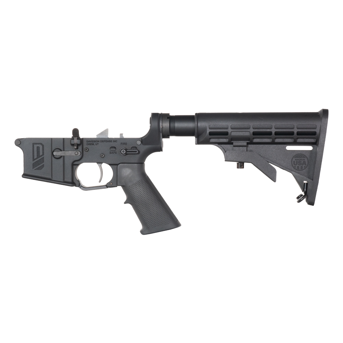 Davidson Defense AR-15 Rifle Lower Build Kit, Rare Breed FRT-15L3, Carbine MIL-SPEC 6 Position Buttstock