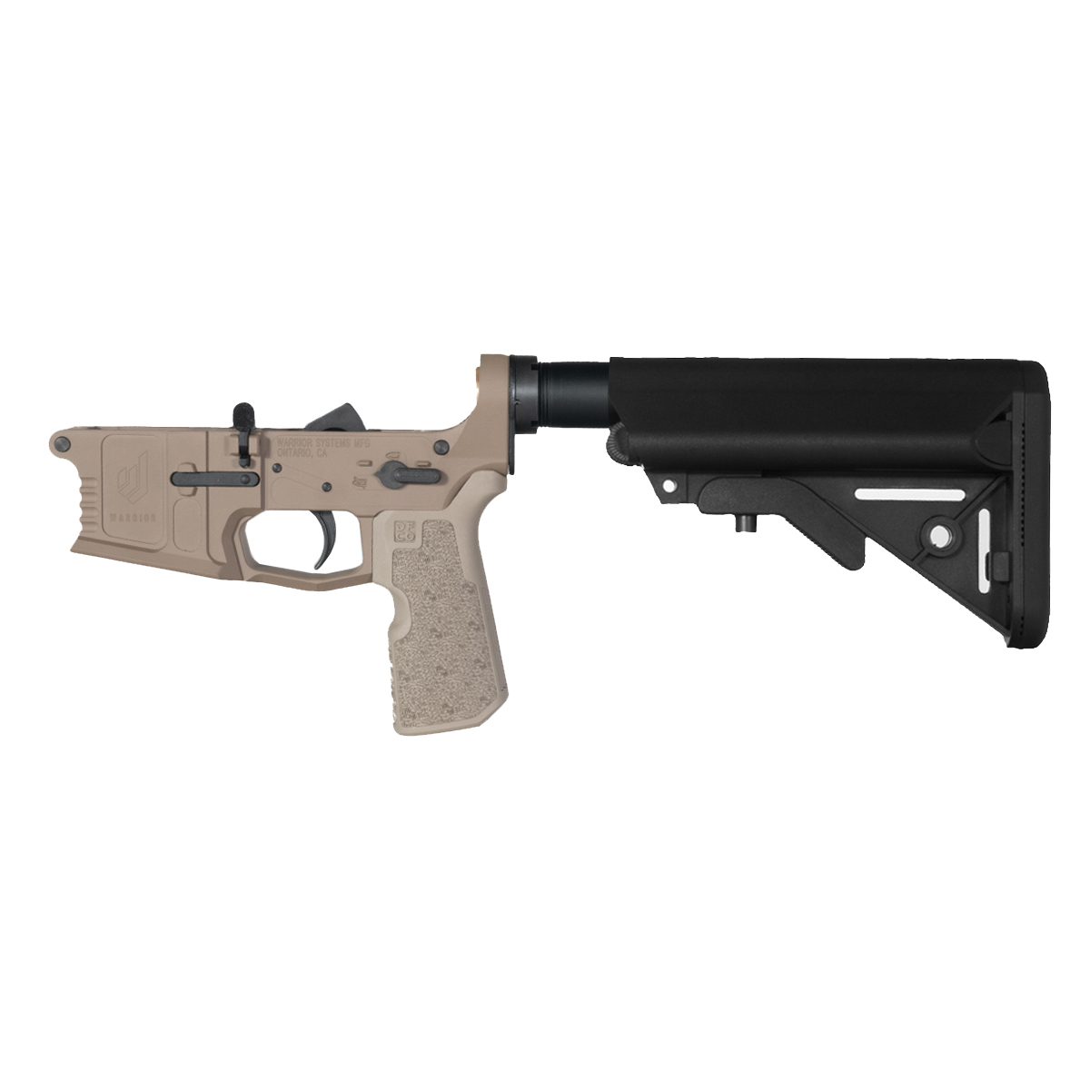DTT Warrior Systems FDE AR-15 Rifle Lower Build Kit, SOPMOD Style Black Stock