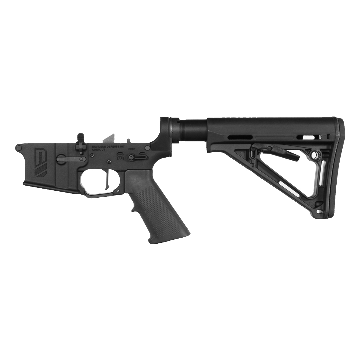 Davidson Defense No-Bufffer AR-15 Rifle Lower Build Kit, Rare Breed FRT 15L3 Flat Trigger, Adjustable Carbine Stock