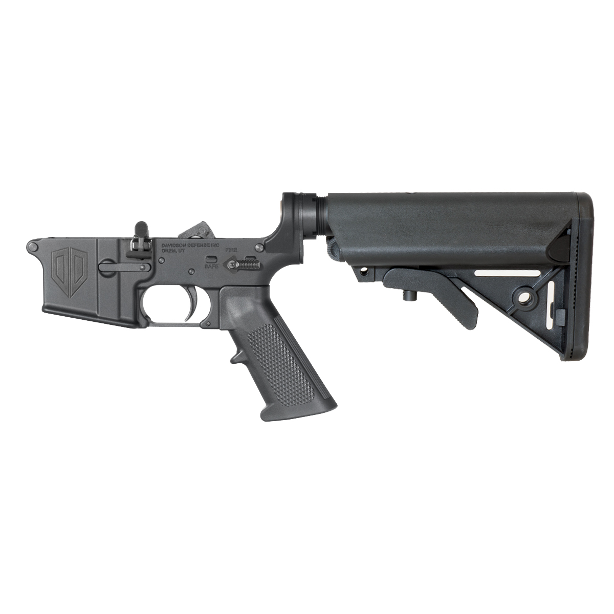  Davidson Defense AR-15 Ambidextrous Bolt Catch Lower Build Kit, SOPMOD Style Collapsible Stock