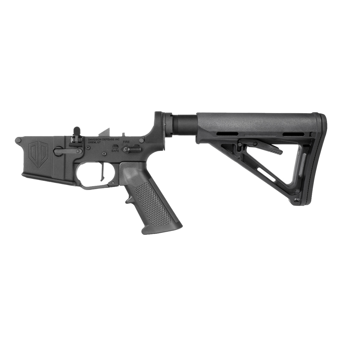  Davidson Defense AR-15 Ambidextrous Bolt Catch Lower Build Kit, Rare Breed FRT-15L3 Flat Trigger, Magpul MOE Collapsible Carbine Synthetic Buttstock
