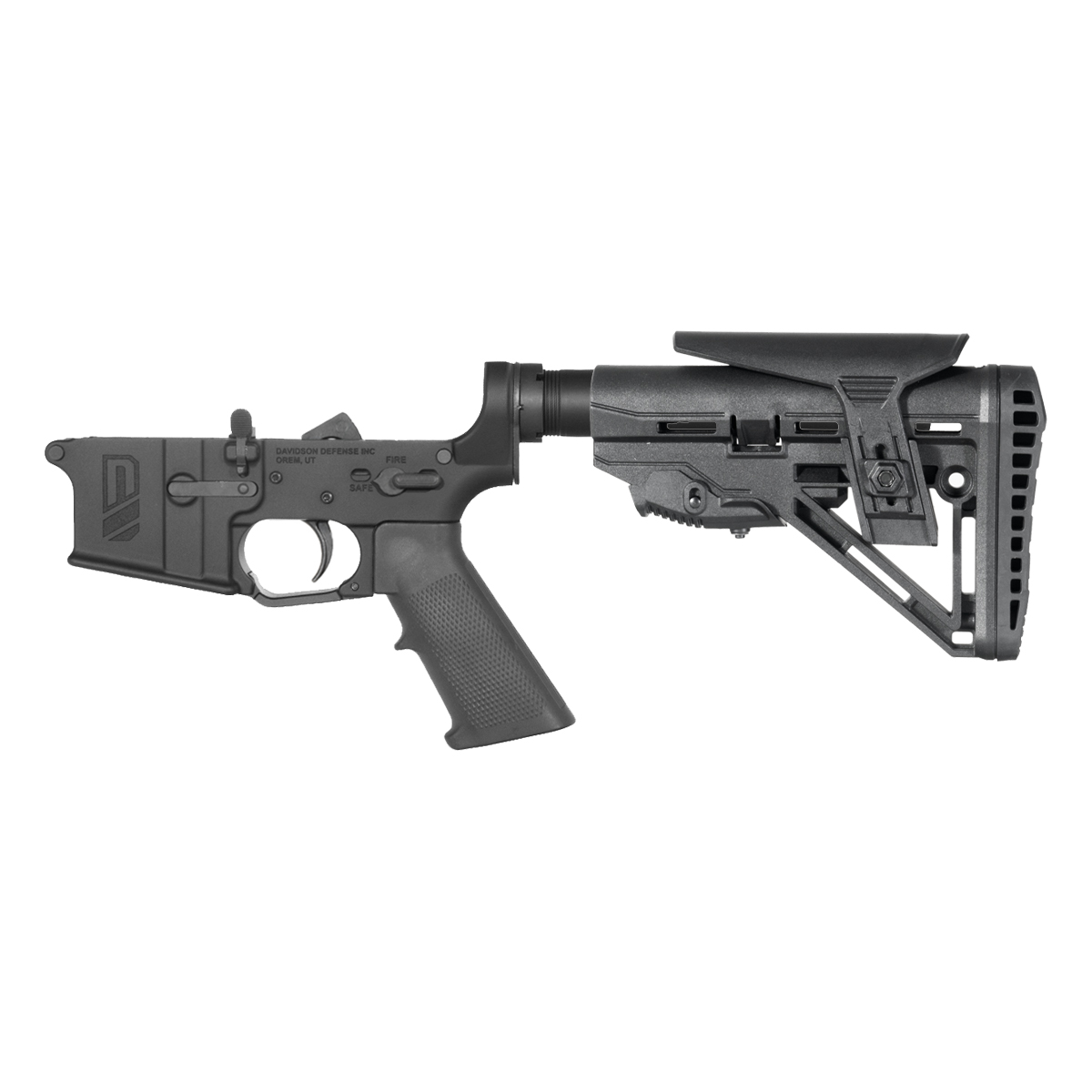 Davidson Defense AR-15 Rifle Lower Build Kit, Mil-Spec Enhanced Stock