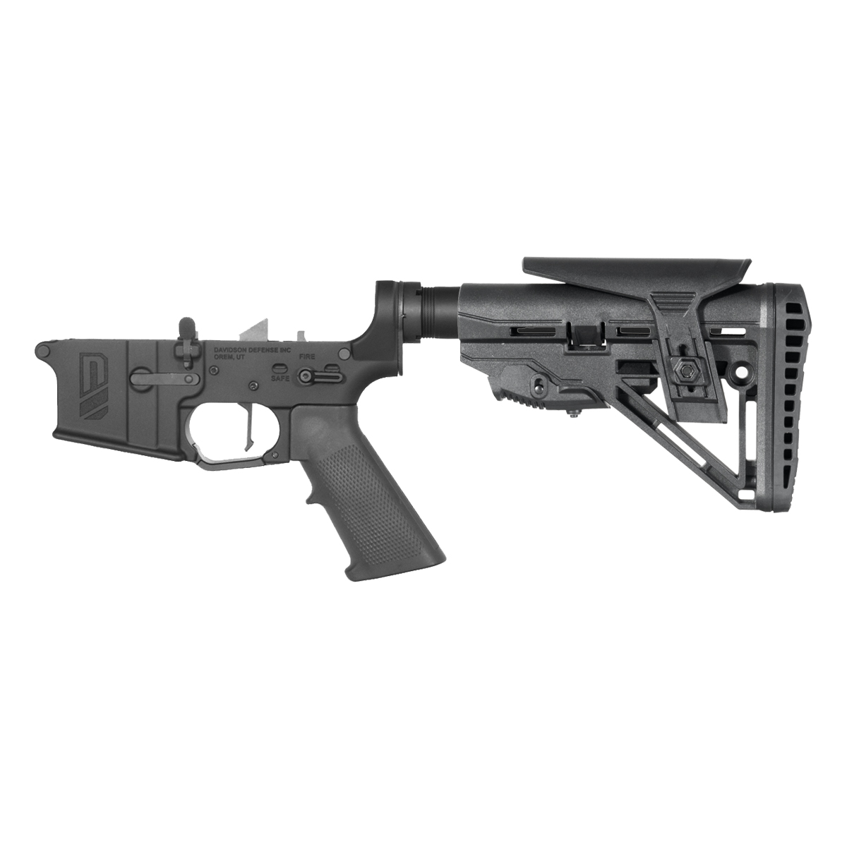 Davidson Defense AR-15 Rifle Lower Build Kit, Rare Breed FRT-15L3 Flat Trigger, Mil-Spec Enhanced Stock