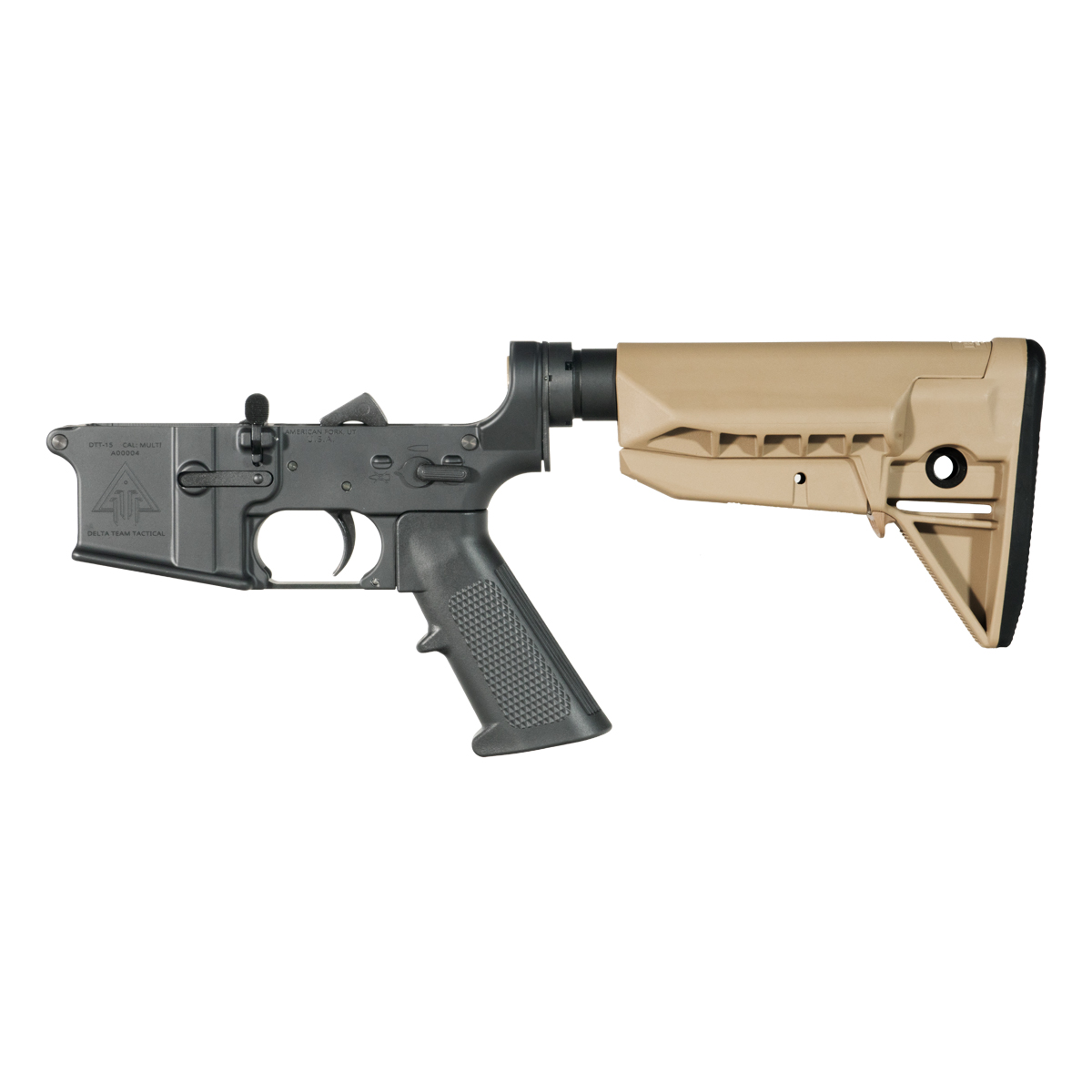  DTT AR-15 Rifle Lower Build Kit, BCM FDE SOPMOD Mod 0 Stock