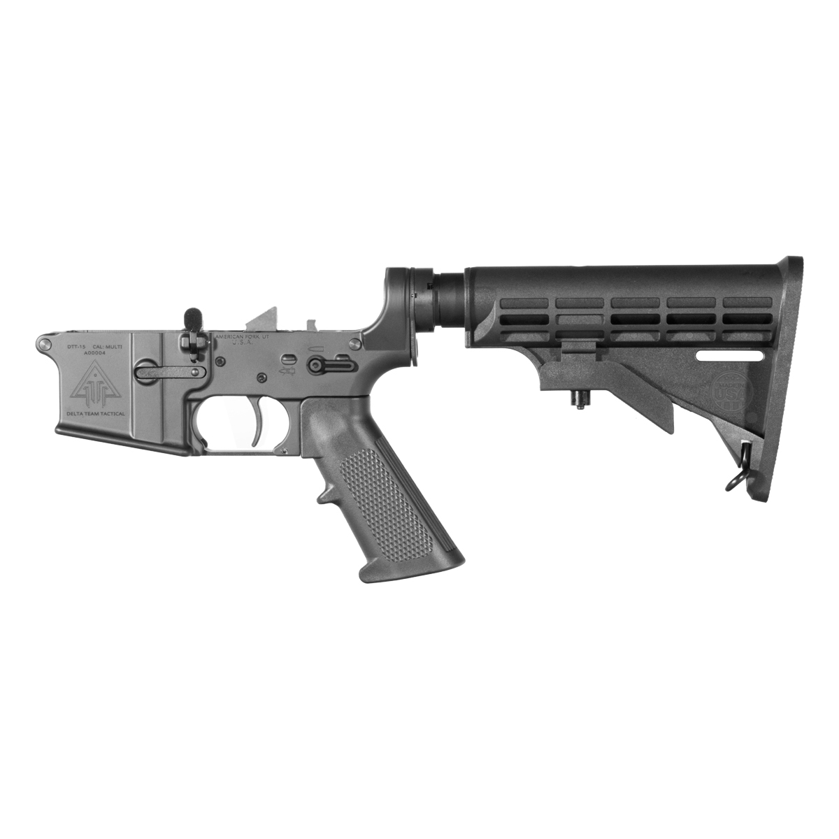  DTT AR-15 Rifle Lower Build Kit, Rare Breed FRT-15L3, Black Carbine Mil-spec 6 Position Buttstock