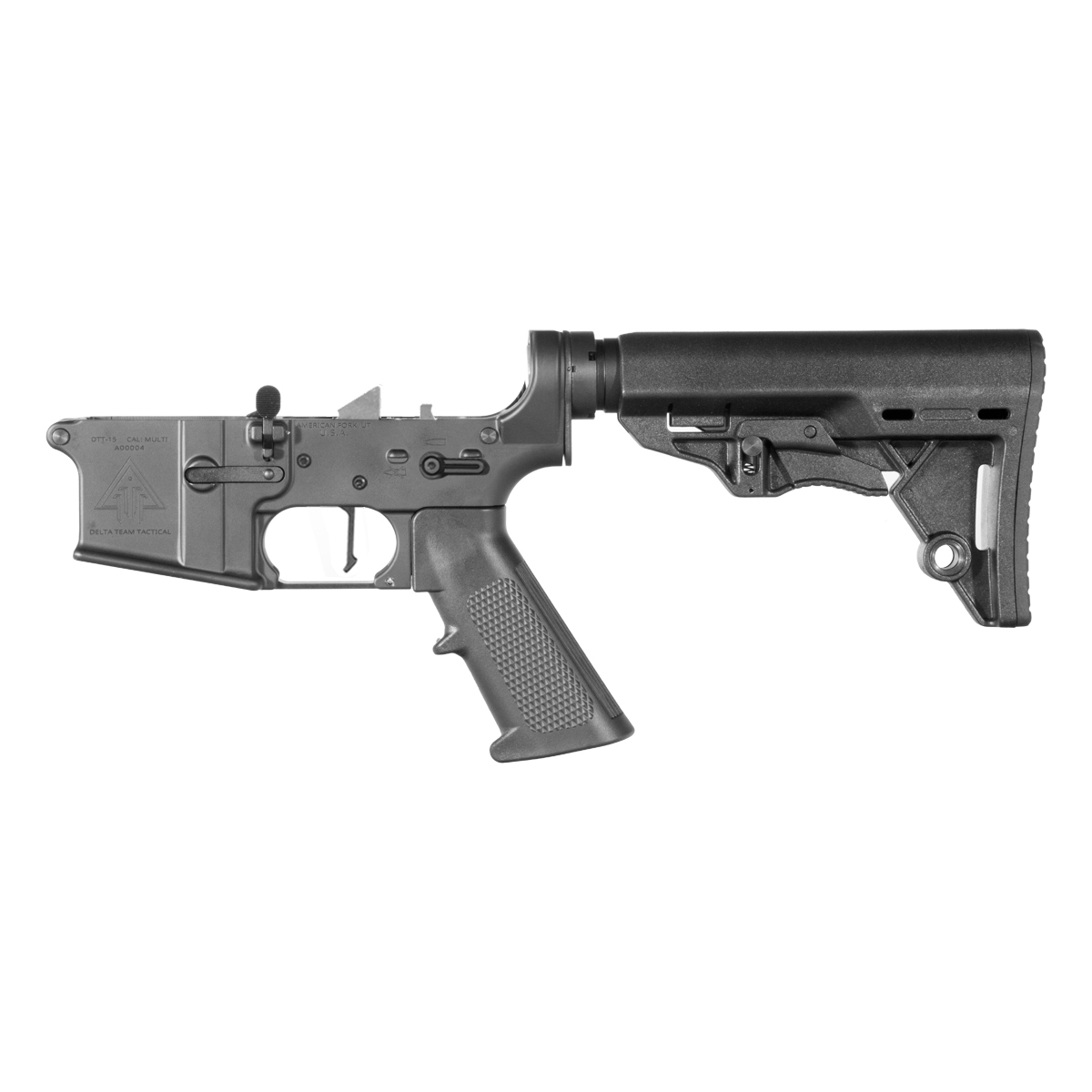  DTT AR-15 Rifle Lower Build Kit, Rare Breed FRT-15L3 Flat Trigger, Scout Stock