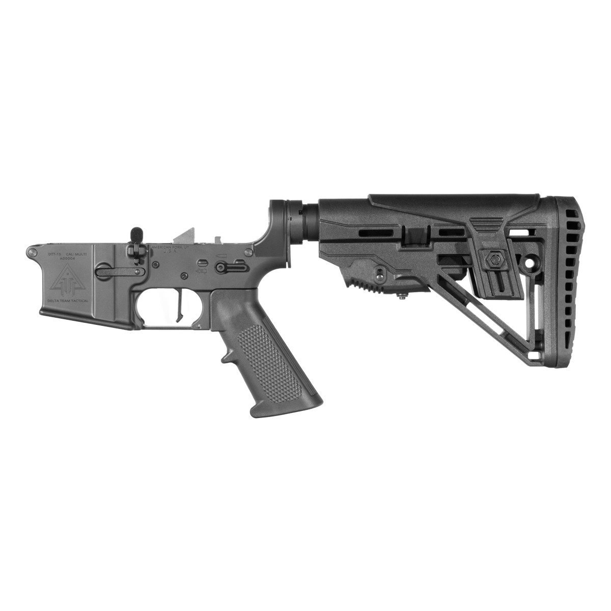  DTT AR-15 Rifle Lower Build Kit, Rare Breed FRT-15L3 Flat Trigger, Mil-Spec Enhanced Cheek Riser Stock