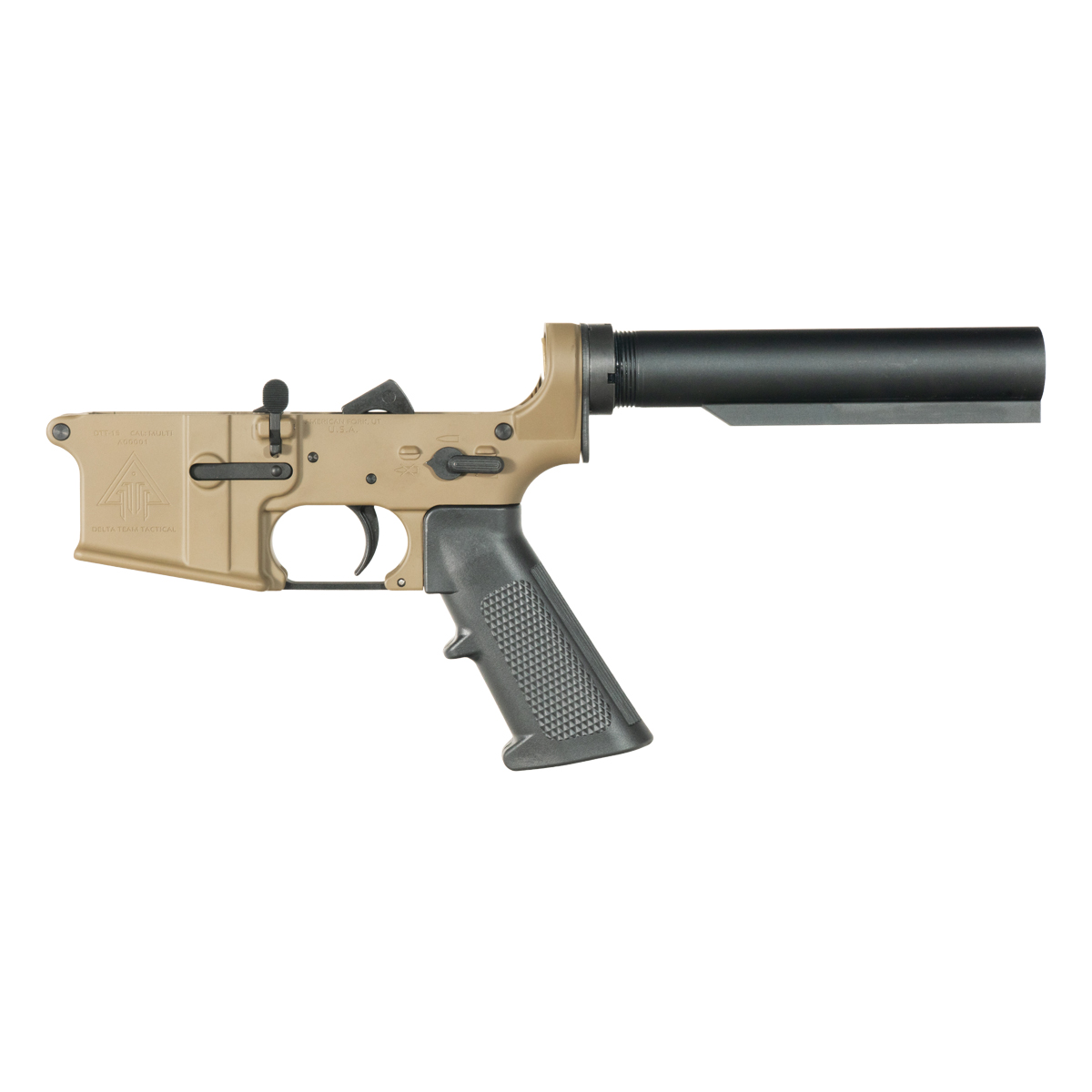 DTT FDE AR-15 Rifle Lower Build Kit, Mil-Spec Heavy-Duty Carbine 6-Position Buffer Tube