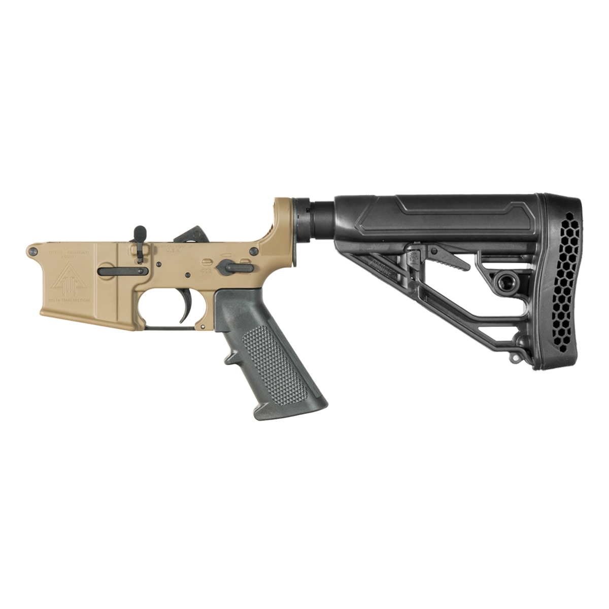 DTT FDE AR-15 Rifle Lower Build Kit, Adaptive Tactical EX Performance Adjustable Stock