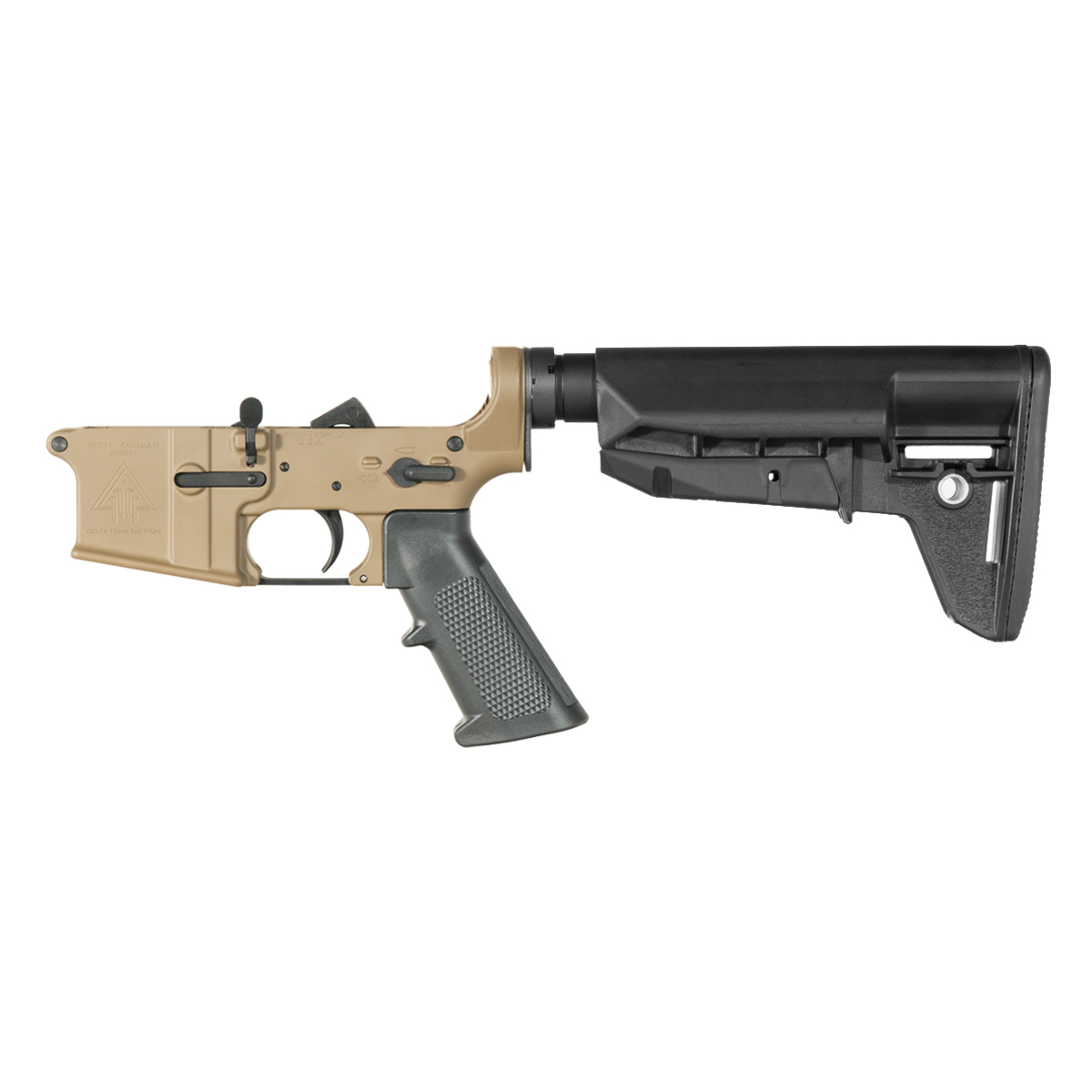 DTT FDE AR-15 Rifle Lower Build Kit, BCM SOPMOD Mod 2 Widebody Stock
