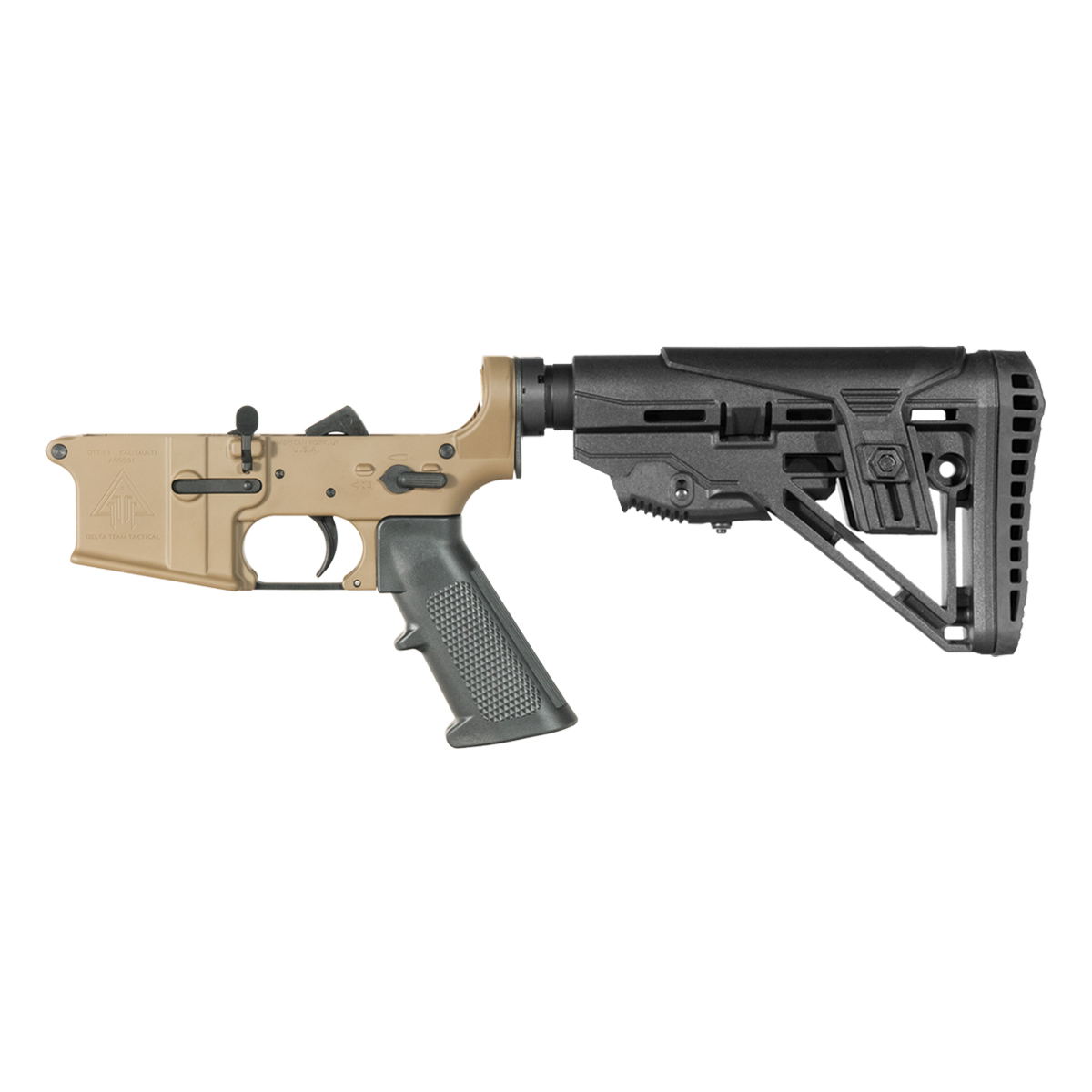 DTT FDE AR-15 Rifle Lower Build Kit, Mil-Spec Enhanced Stock