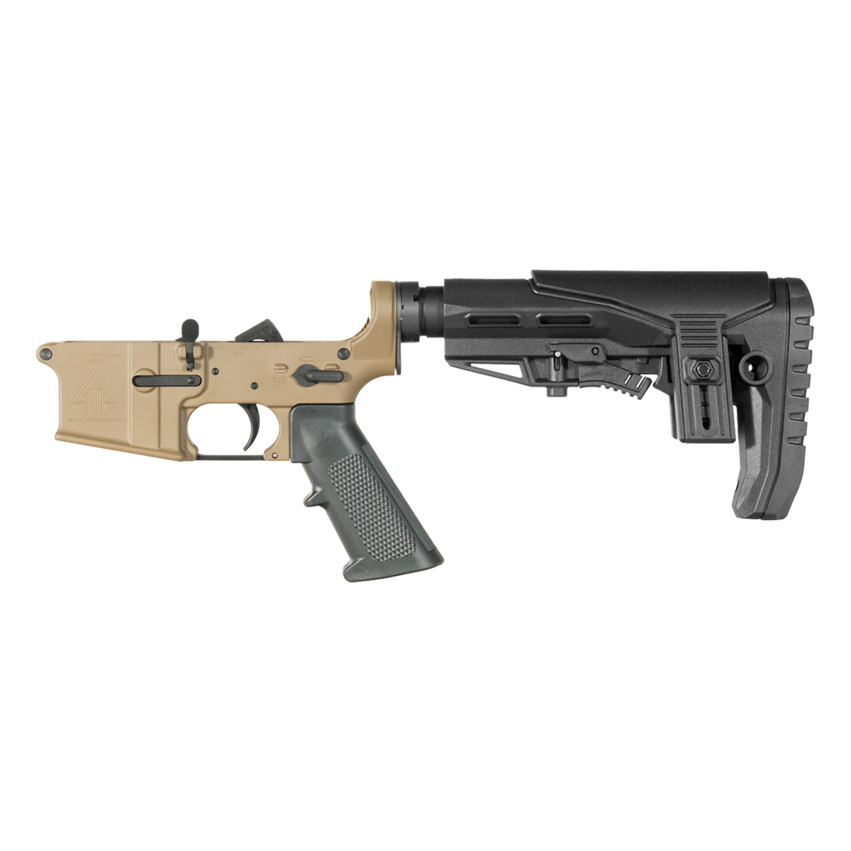 DTT FDE AR-15 Rifle Lower Build Kit, Enhanced Stock