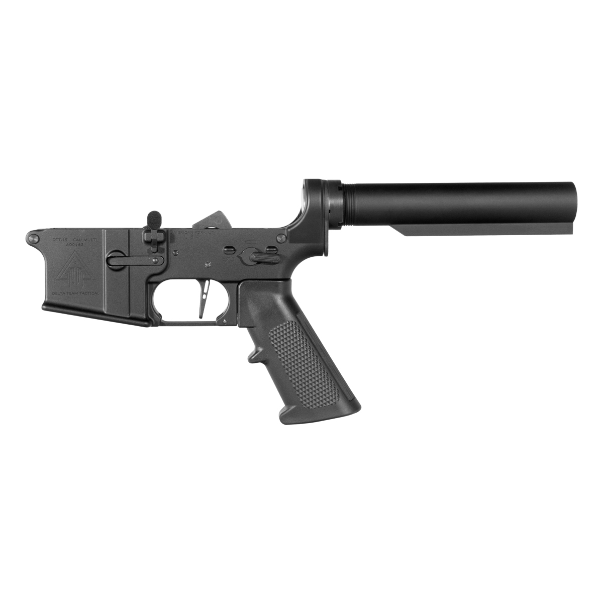 DTT AR-15 Rifle Lower Build Kit, Skeletonized Straight Trigger Shoe, Mil-Spec Heavy-Duty Carbine 6-Position Buffer Tube