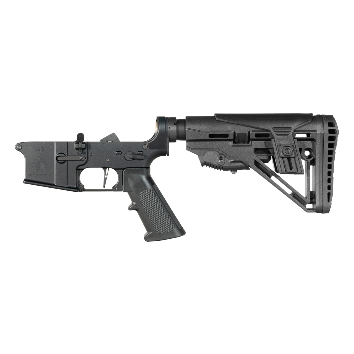 DTT AR-15 Rifle Lower Build Kit, Skeletonized Straight Trigger Shoe, Enhanced Stock