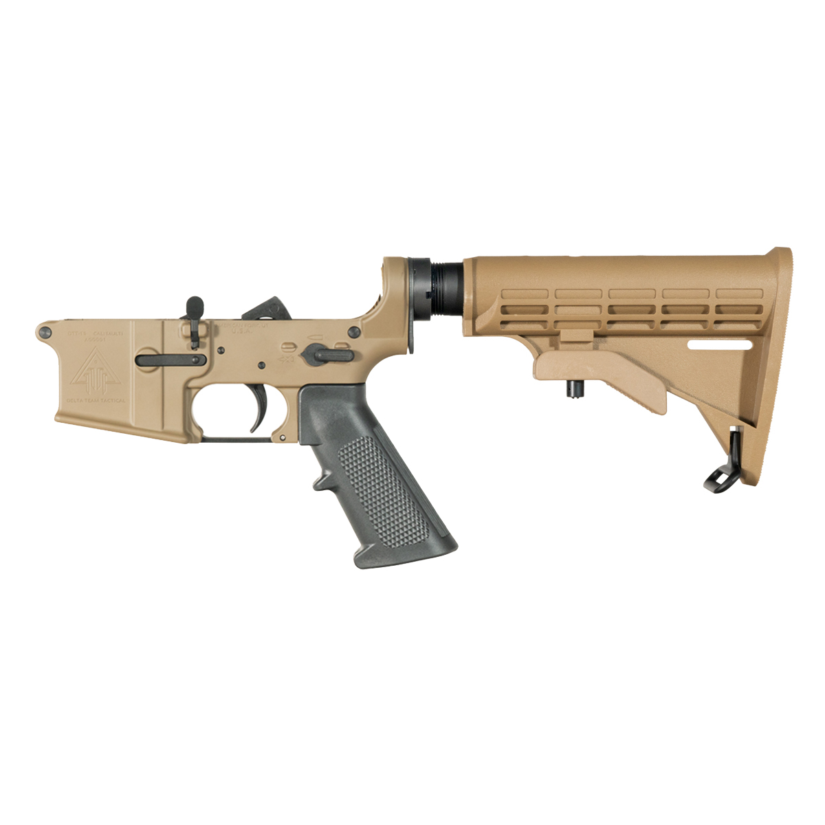 DTT FDE AR-15 Rifle Lower Build Kit, M4 Style FDE Adjustable Carbine Stock