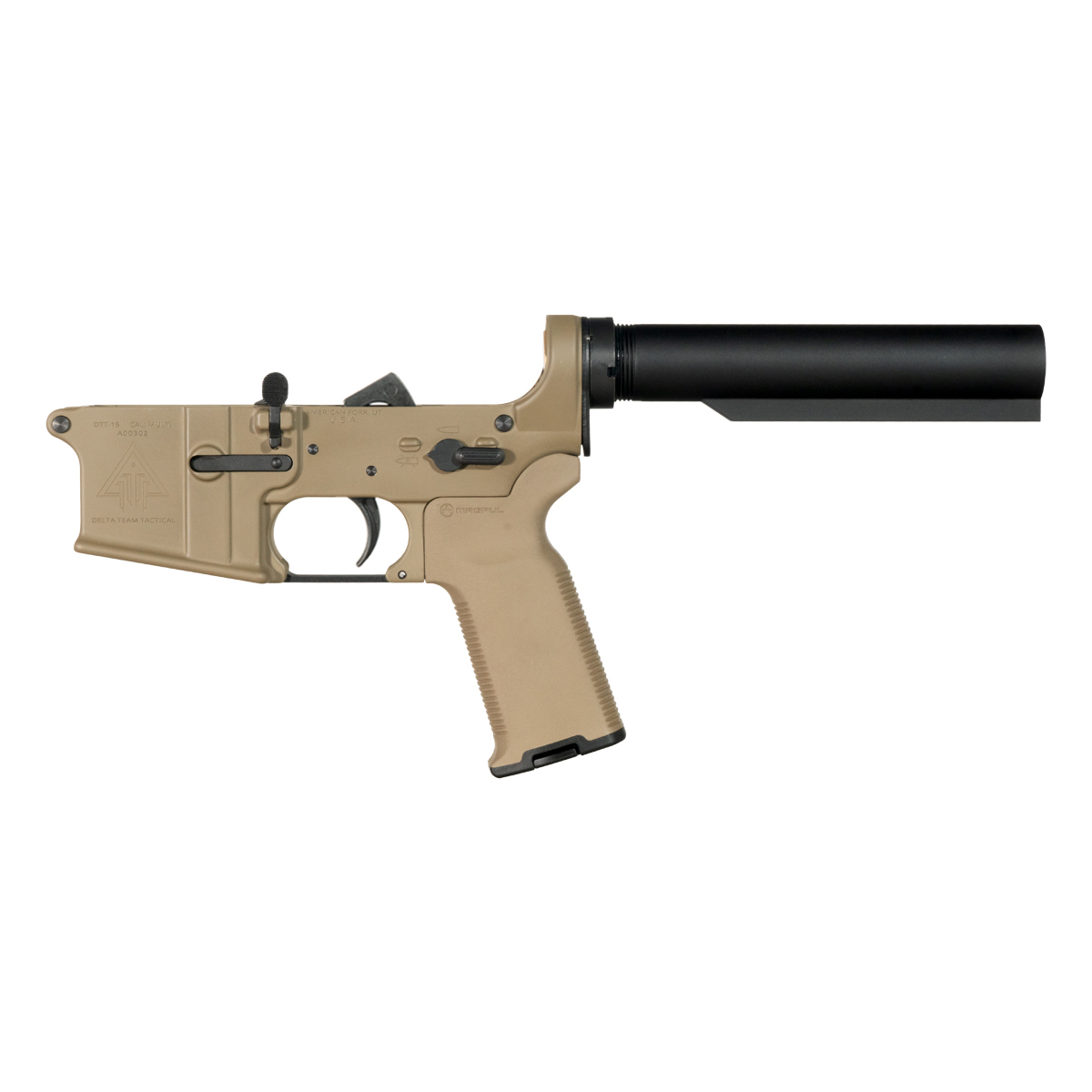 DTT FDE AR-15 Rifle Lower Build Kit, Magpul FDE MOE K2+ Pistol Grip, Heavy-Duty Carbine 6-Position Buffer Tube