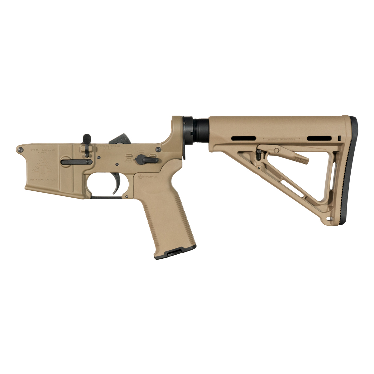 DTT FDE AR-15 Rifle Lower Build Kit, Magpul FDE MOE K2+ Pistol Grip, Magpul MOE FDE Carbine Stock