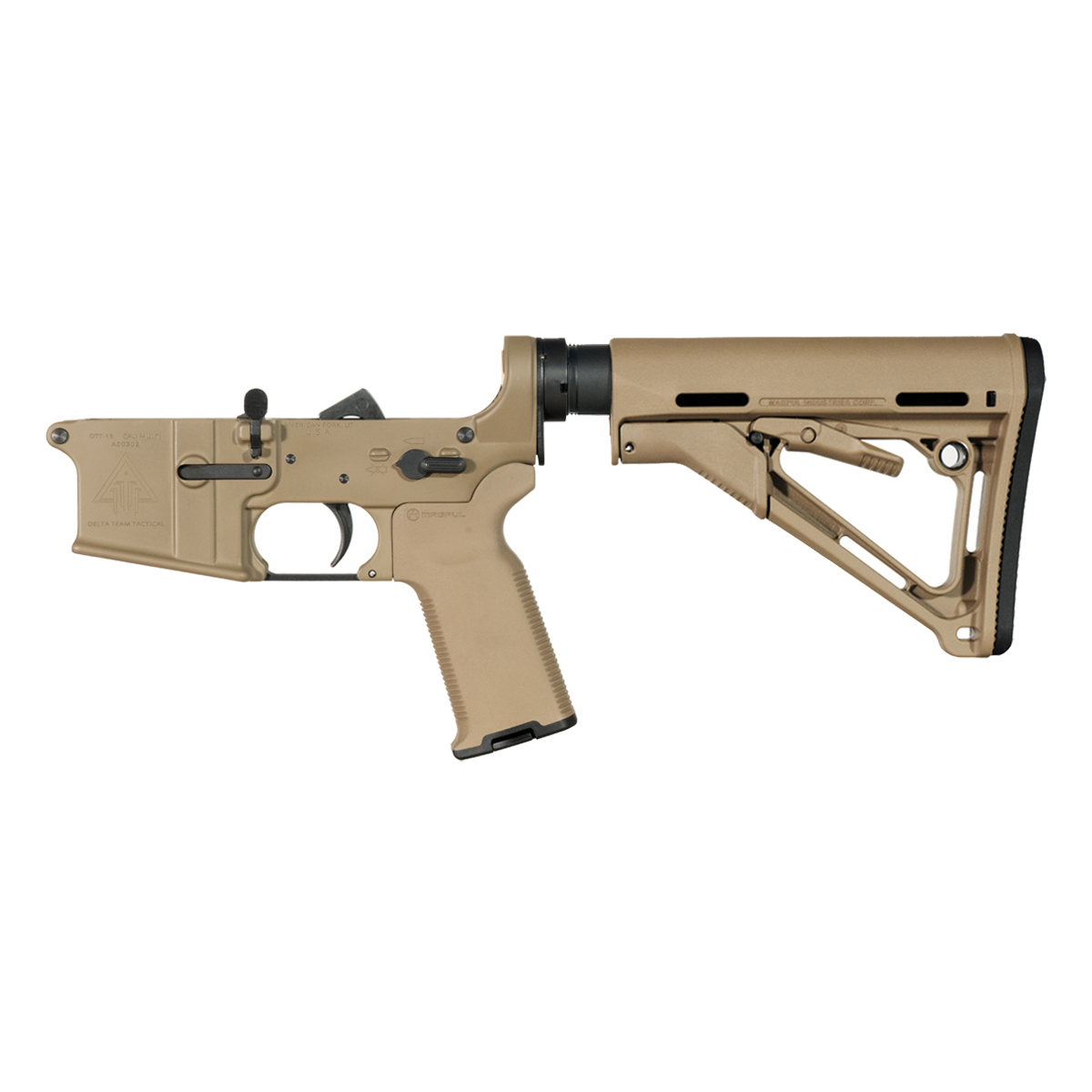 DTT FDE AR-15 Rifle Lower Build Kit, Magpul FDE MOE K2+ Pistol Grip, Magpul FDE CTR Stock