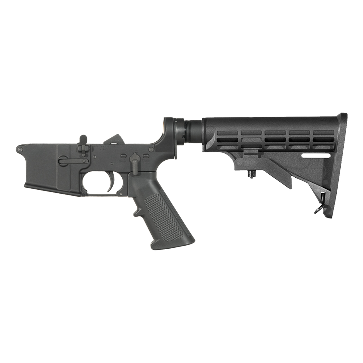 NO-LOGO AR-15 Rifle Lower Build Kit, M4 Style Buttstock