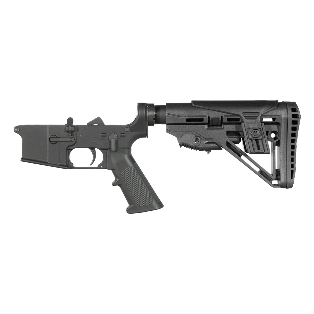 NO-LOGO AR-15 Rifle Lower Build Kit, Mil-Spec Enhanced Stock