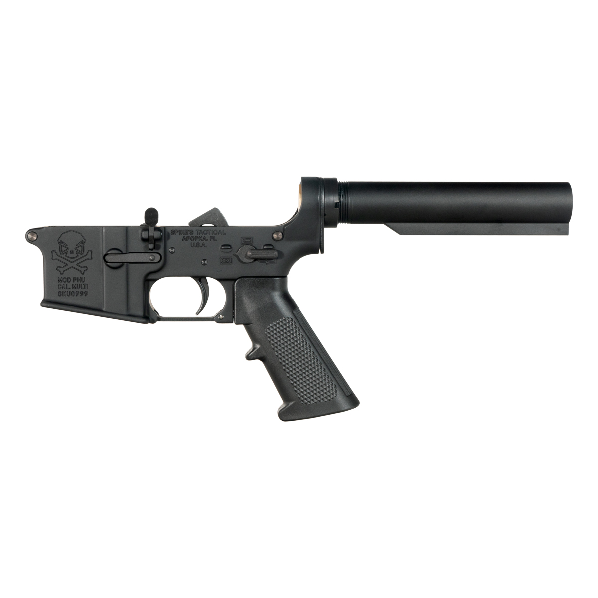 Spike's Tactical PHU Skull Rifle Lower Build Kit, Heavy-Duty Carbine 6-Position Buffer Tube