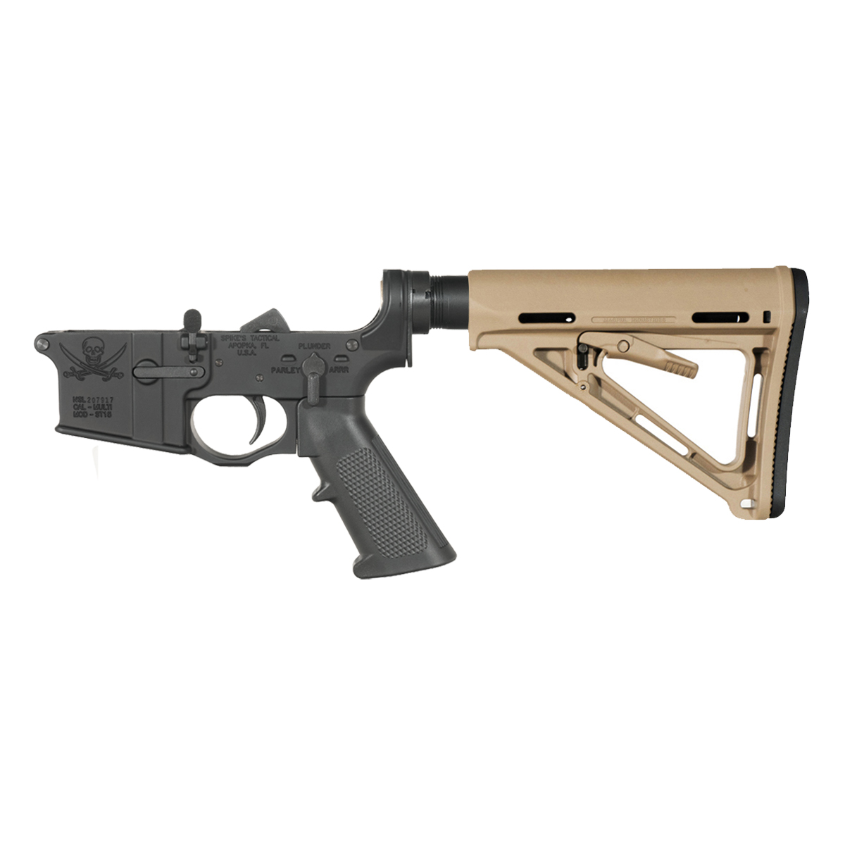 Spike's Tactical Calico Jack Rifle Lower Build Kit, Magpul MOE FDE Carbine Stock
