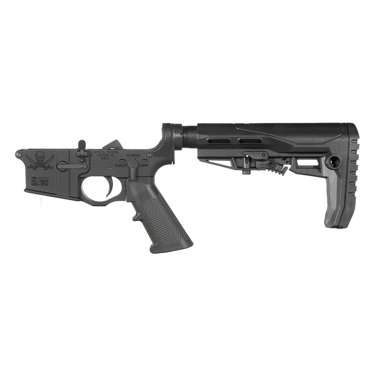 Spike's Tactical Calico Jack Rifle Lower Build Kit, Enhanced Stock w/ Rubberized Recoil Pad