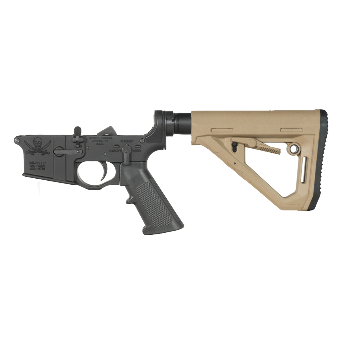 Spike's Tactical Calico Jack Rifle Lower Build Kit, Magpul FDE DT Carbine Stock