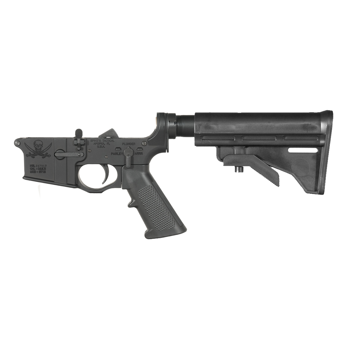 Spike's Tactical Calico Jack Rifle Lower Build Kit, Team Accessories M4 Style Butt Stock