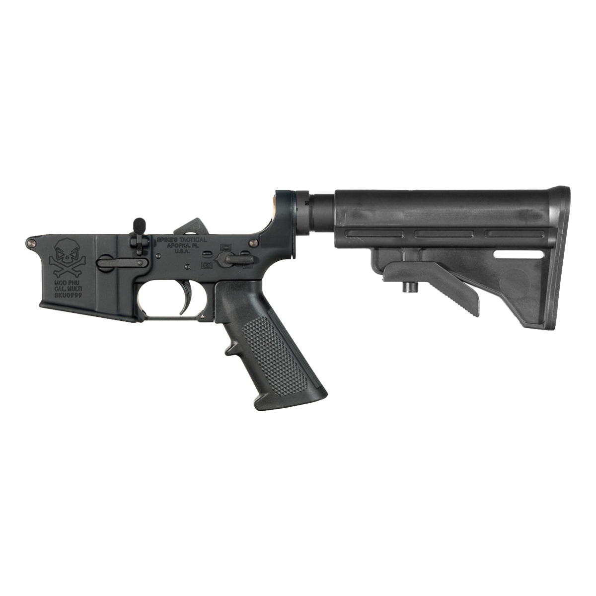 Spike's Tactical PHU Skull Rifle Lower Build Kit, Team Accessories M4 Style Butt Stock