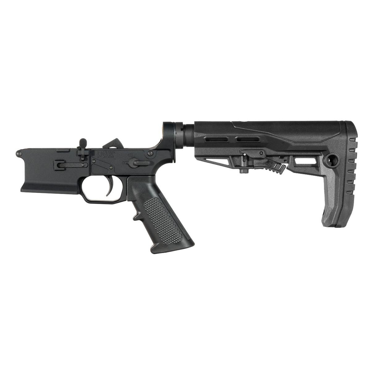 Sharps Bros Ambidextrous Bolt Release AR-15 Rifle Lower Build Kit, Mil-Spec Enhanced Stock w/ Rubberized Recoil Pad
