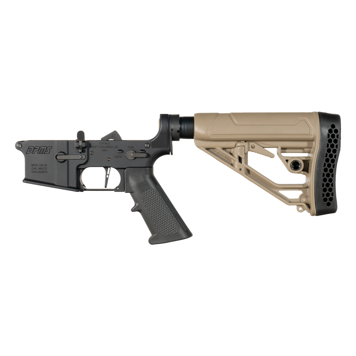 DPMS AR-15 Rifle Lower Build Kit, Straight Trigger Shoe, Adaptive Tactical FDE EX Performance Adjustable Stock