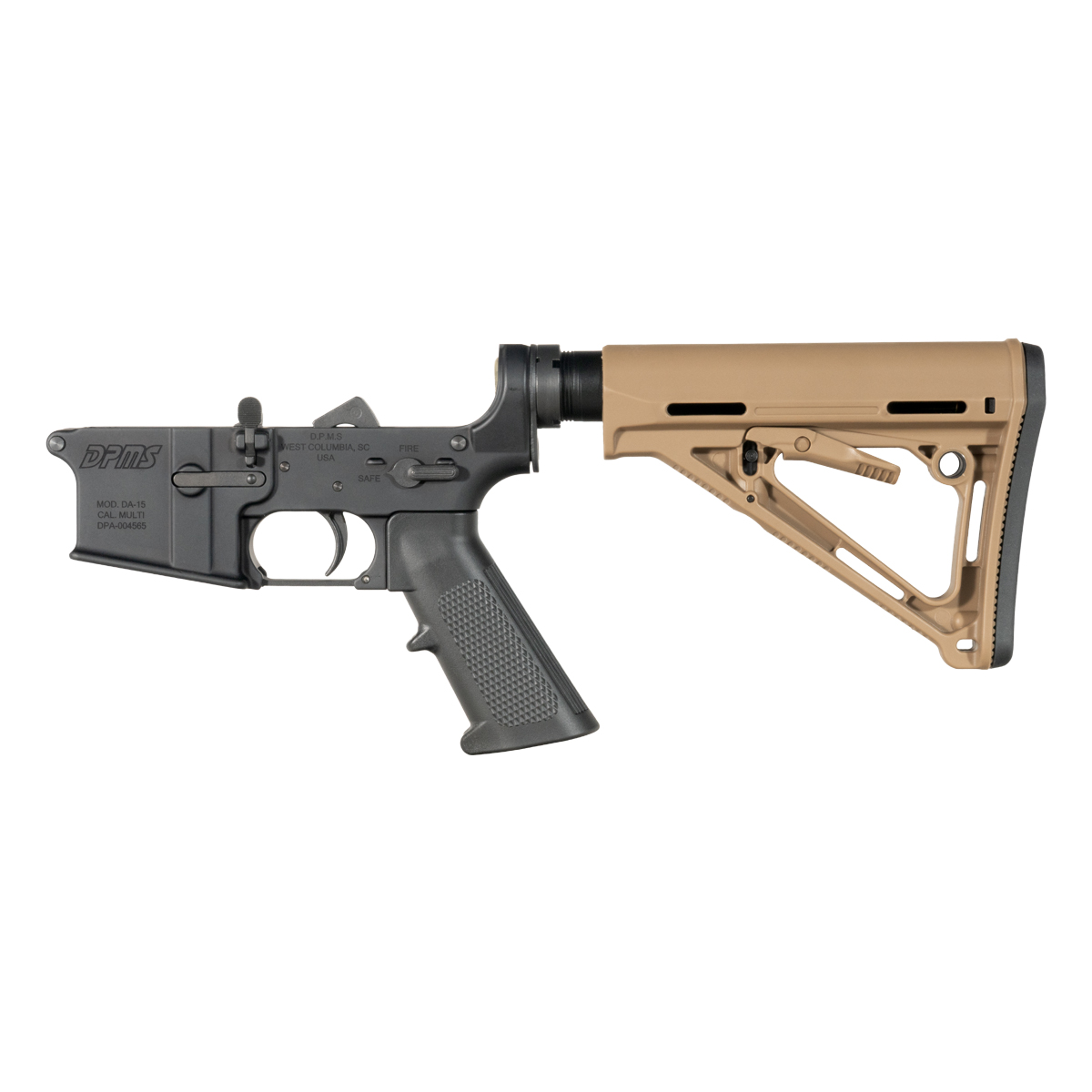 DPMS AR-15 Rifle Lower Build Kit, Tan Adjustable Carbine Stock