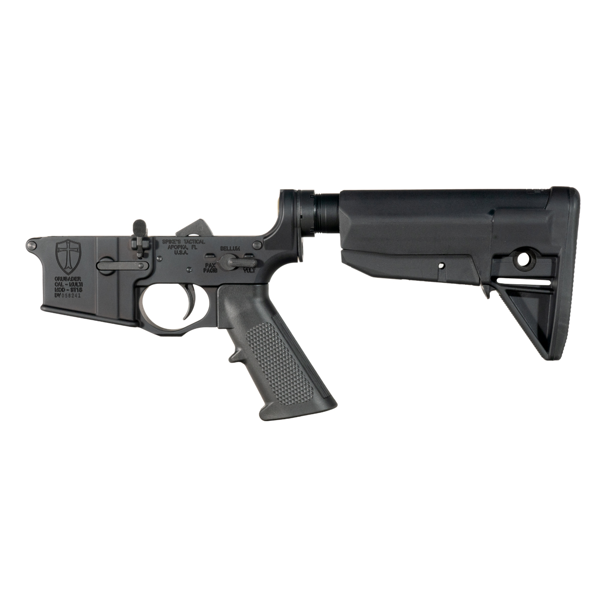 Spike’s Tactical Crusader AR-15 Rifle Lower Build Kit, BCM Mod 0 SOPMOD Stock