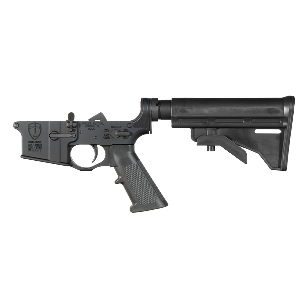 Spike’s Tactical Crusader AR-15 Rifle Lower Build Kit, Team Accessories M4 Style Butt Stock