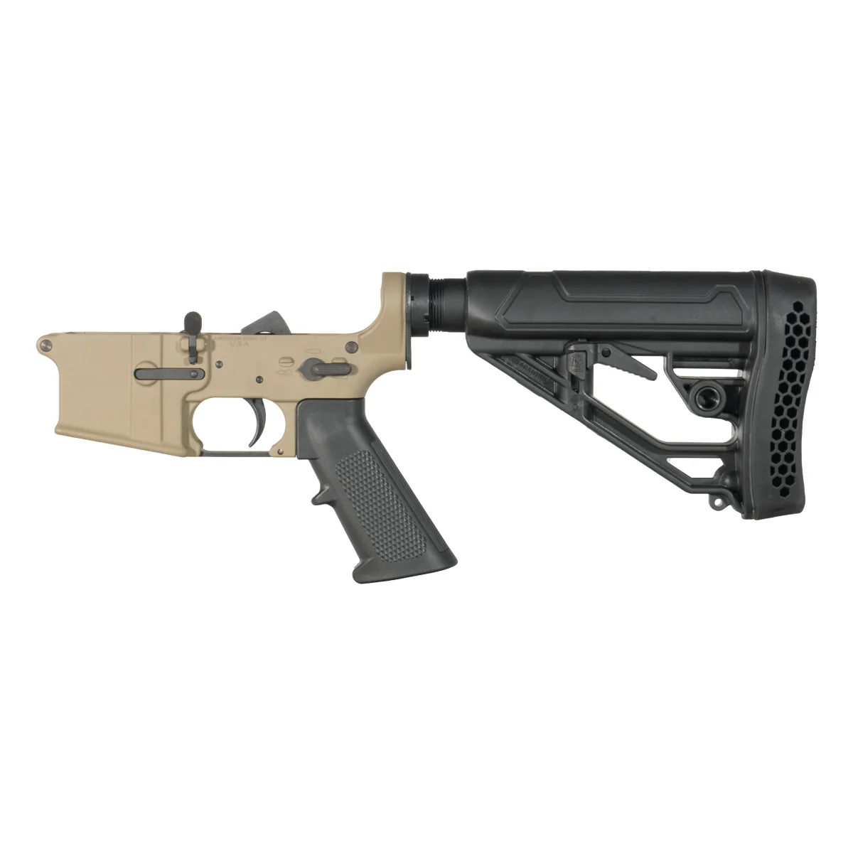 FDE Covert NO-LOGO DELTA-M4 AR-15 Rifle Lower Build Kit, Adaptive Tactical EX Performance Carbine Stock