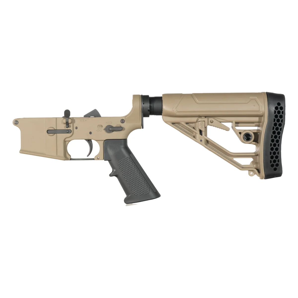 FDE Covert NO-LOGO DELTA-M4 AR-15 Rifle Lower Build Kit, FDE Adaptive Tactical EX Performance Carbine Stock