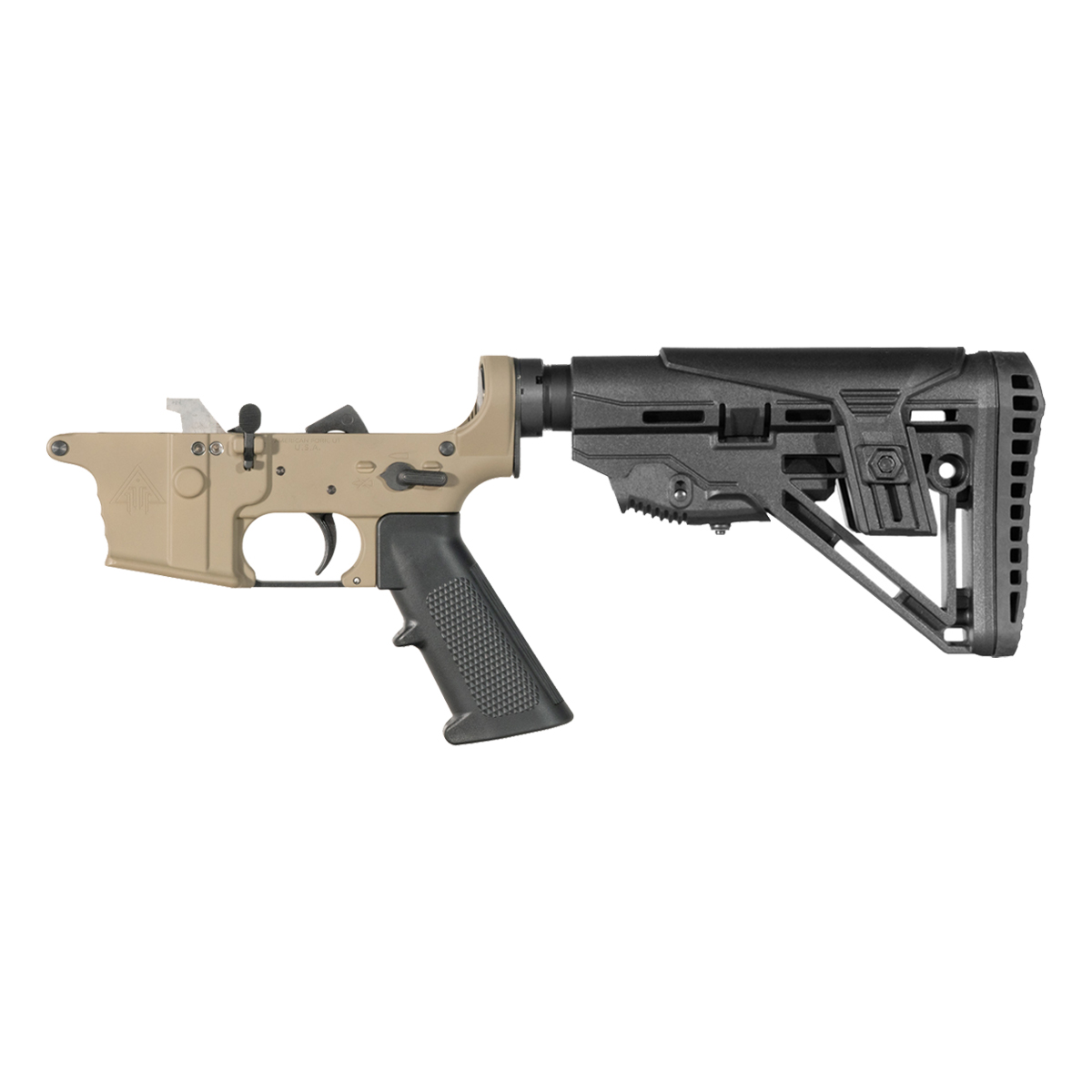 DTT FDE AR-9 Rifle Lower Build Kit, Mil-Spec Enhanced Stock