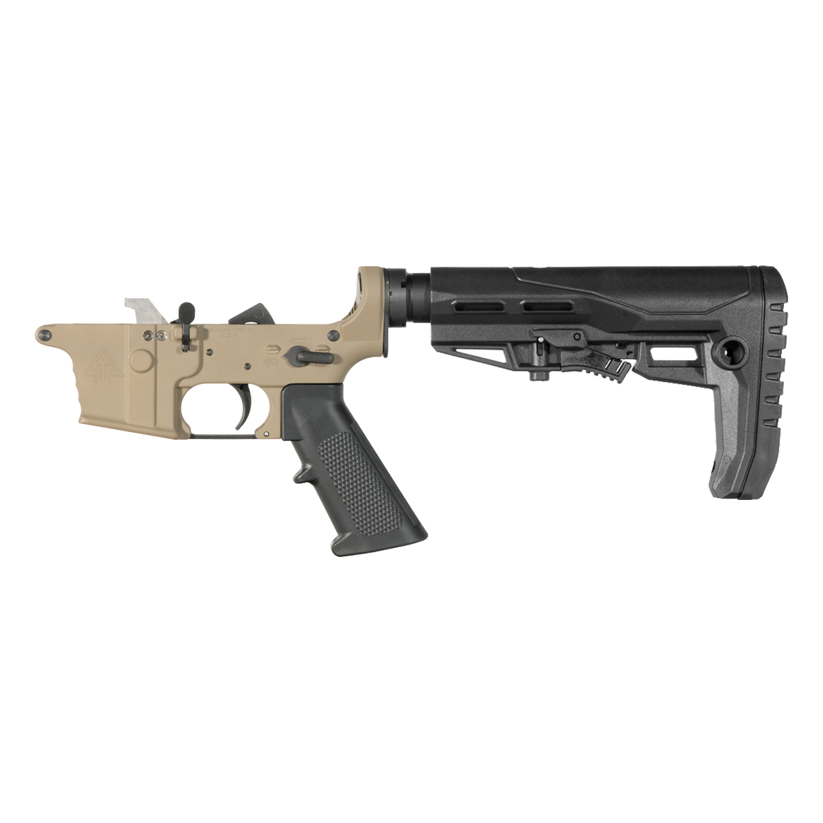 DTT FDE AR-9 Rifle Lower Build Kit, Mil-Spec Enhanced Stock w/ Rubberized Recoil Pad