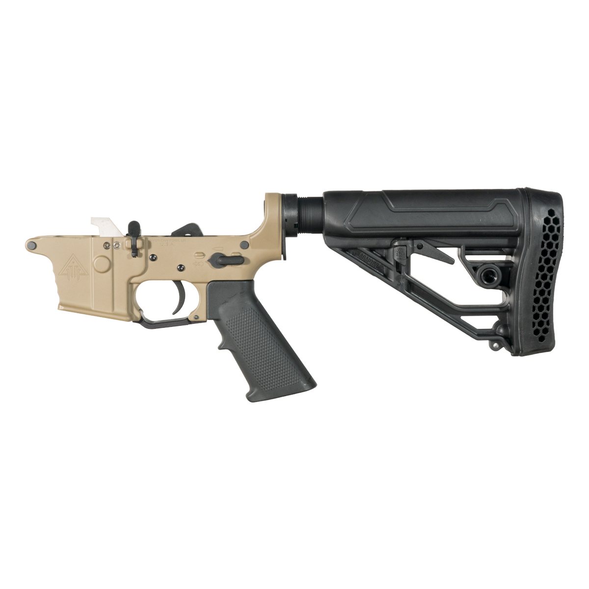 DTT FDE AR-9 Rifle Lower Build Kit, Premium Uintah 3.0 lb Drop-In Ultra Match Trigger, Adaptive Tactical EX Performance Adjustable Stock