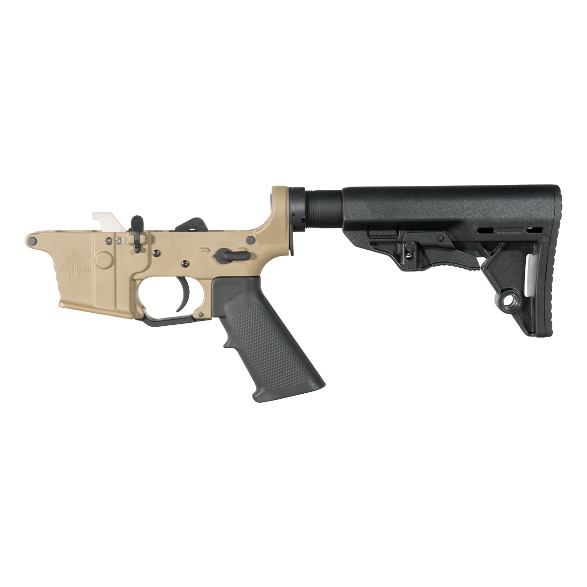 DTT FDE AR-9 Rifle Lower Build Kit, Premium Uintah 3.0 lb Drop-In Ultra Match Trigger, Scout Stock