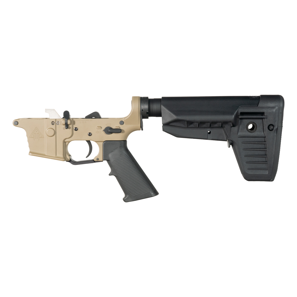DTT FDE AR-9 Rifle Lower Build Kit, Premium Uintah 3.0 lb Drop-In Ultra Match Trigger, BCM Mod 1 SOPMOD Stock