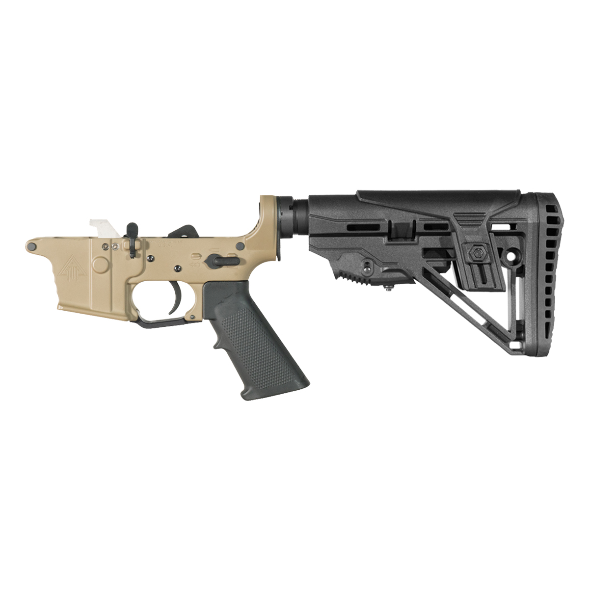 DTT FDE AR-9 Rifle Lower Build Kit, Premium Uintah 3.0 lb Drop-In Ultra Match Trigger, Mil-Spec Enhanced Stock